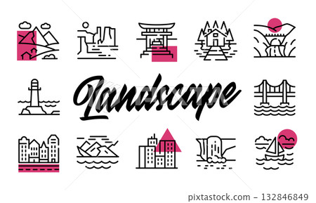Landscape Poster. Vector Illustration Landscape Poster. Vector Illustration 132846849