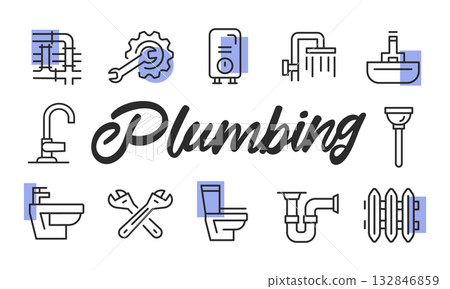 Plumbing Poster. Vector Illustration Plumbing Poster. Vector Illustration 132846859