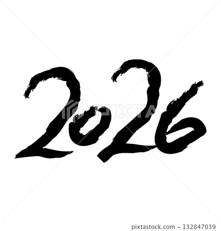 Numbers 2026 written with a brush Numbers 2026 written with a brush 132847039