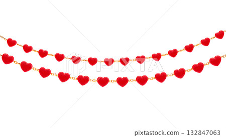 Festive red heart garland decoration, perfect for valentine's day, weddings, anniversaries, adding touch of love to any party or home decor 132847063