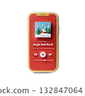 3d smartphone displaying festive christmas music player app with holiday-themed interface, perfect for seasonal promotions and tech concepts 132847064