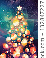 Geometric, minimalistic Christmas tree with colorful lights and decorations. New Year and Christmas concept. 132847227