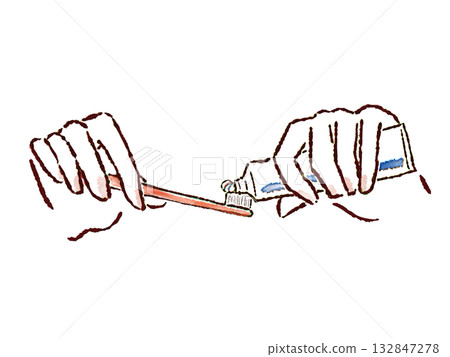 Hand with a toothbrush 132847278