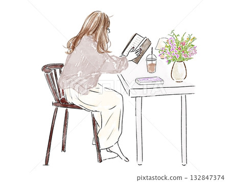 讀在咖啡館的婦女 讀在咖啡館的婦女 132847374