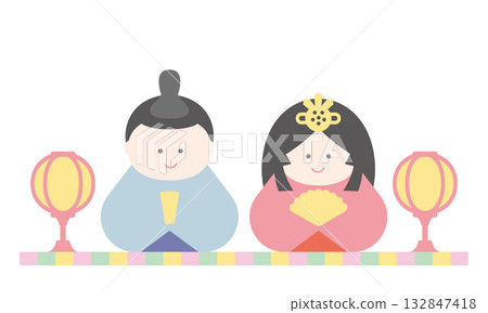 Illustration of a cute Hina doll 132847418