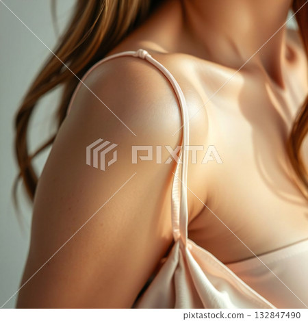 [Female College Student Elegance] High-quality nude-colored dress and mature beauty / studio portrait 132847490