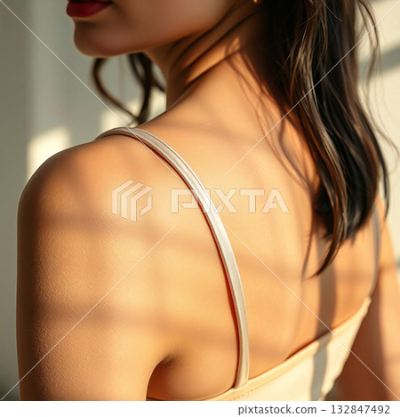 [Female College Student Elegance] High-quality nude-colored dress and mature beauty / studio portrait 132847492