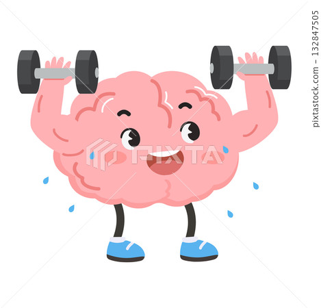 Cartoon Mind Training with Dumbbells 132847505