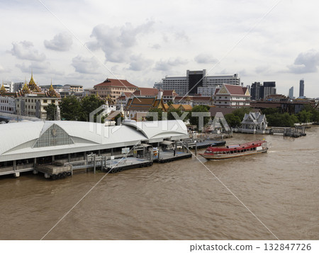 Chao Phraya River, Bangkok, the capital of Thailand. Sathorn Ferry Terminal Chao Phraya River, Bangkok, the capital of Thailand. Sathorn Ferry Terminal 132847726