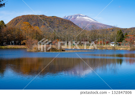 Autumn in Karuizawa: Mount Asama seen from Yagasaki Park Autumn in Karuizawa: Mount Asama seen from Yagasaki Park 132847806