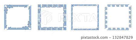 Decorative Greek Key Border Patterns Set. Traditional Geometric Frame Designs For Art, Craft, And Graphic Projects. Classic Ornamentation. Editable Stroke. Isolated Vector Illustration Decorative Greek Key Border Patterns Set. Traditional Geometric Frame Designs For Art, Craft, And Graphic Projects. Classic Ornamentation. Editable Stroke. Isolated Vector Illustration 132847829