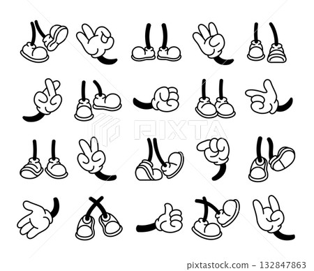Cartoon Hands and Feet Elements Set 132847863