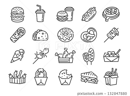 Fast Food Icons Set 132847880