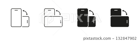 Smartphone Rotation Orientation Icon Set. Device Screen Rotation And Landscape To Portrait Mode Transition Symbol Collection. Mobile Interface Adjustment. Isolated Vector Illustration Smartphone Rotation Orientation Icon Set. Device Screen Rotation And Landscape To Portrait Mode Transition Symbol Collection. Mobile Interface Adjustment. Isolated Vector Illustration 132847902