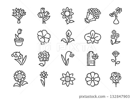 Flower Botanical Icons Set 132847903