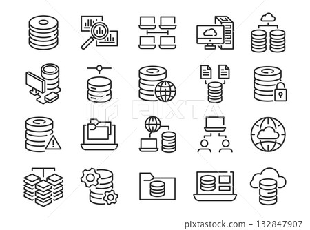 Database Cloud Icons Set - Stock Illustration [132847907] - PIXTA