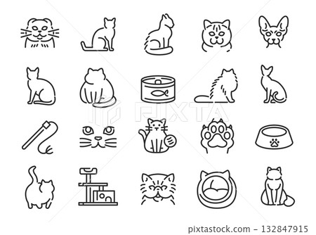 Cat Icons Set Cat Icons Set 132847915