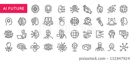 AI Future Line Icons Set 132847924