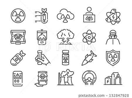 Nuclear Radiation Icons Set 132847928