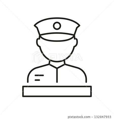 Police Officer Avatar Line Icon. Law Enforcement, Security, And Public Safety Outline Symbol. Professional Representation In Uniform. Editable Stroke. Isolated Vector Illustration Police Officer Avatar Line Icon. Law Enforcement, Security, And Public Safety Outline Symbol. Professional Representation In Uniform. Editable Stroke. Isolated Vector Illustration 132847933