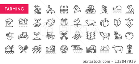 Farming Line Icons Set 132847939
