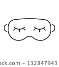 Sleep Mask With Closed Eyes Line Icon. Restful Sleep, Relaxation, And Nighttime Comfort Outline Symbol. Sleep Aid And Travel Accessory. Editable Stroke. Isolated Vector Illustration 132847943