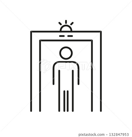Metal Detector Security Gate Line Icon. Airport Security, Safety Screening, And Access Control Outline Symbol. Public Safety Measures. Editable Stroke. Isolated Vector Illustration 132847953