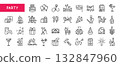 Party Line Icons Set 132847960