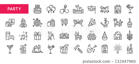 Party Line Icons Set Party Line Icons Set 132847960