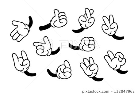 Cartoon Hand Gesture Elements Set 132847962