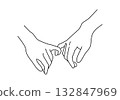 Fingertip Touch Line Art 132847969