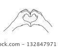 Heart Hands Line Art 132847971