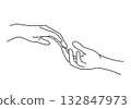 Touching Hands Line Art 132847973