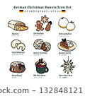 德國聖誕糖果圖示集/冬季設計，如斯托倫和lebkuchen 132848121