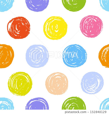 Vibrant grunge giant dots seamless pattern. Hand drawn painting circles, brush design. Decorative art print for fabric, wrapping, wallpaper, vector background 132848129