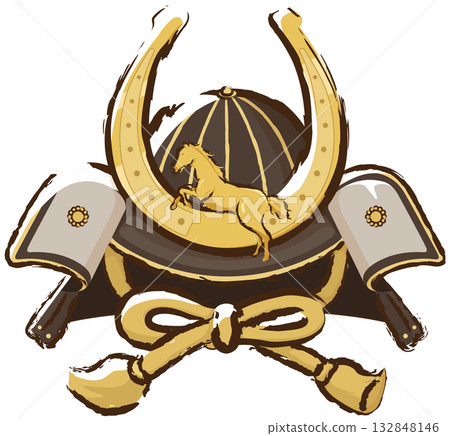 帶有馬蹄形冠飾的頭盔 132848146