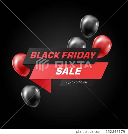 Black Friday Sale Banner with Balloons 132848179