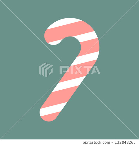 Christmas candy cane icon red and white 132848263
