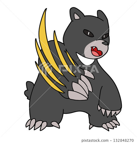 熊用鋒利的爪子撕咬 132848270