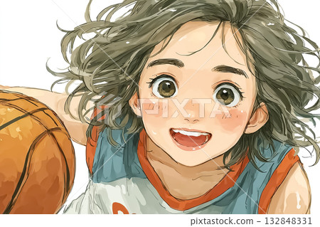 Miyu Series: High school basketball club practice smile 132848331