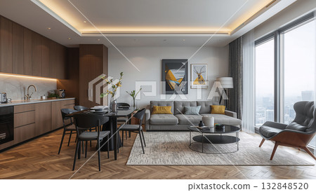 Contemporary Stylish Living Space with Urban View Contemporary Stylish Living Space with Urban View 132848520