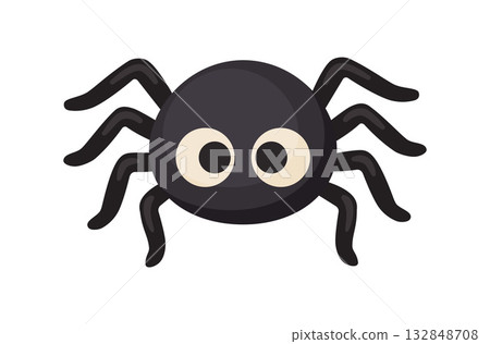 Cute Spider Hand drawn trendy flat style isolated. Halloween character Cute Spider Hand drawn trendy flat style isolated. Halloween character 132848708