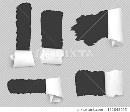 Torn paper holes revealing dark background Torn paper holes revealing dark background 132848935