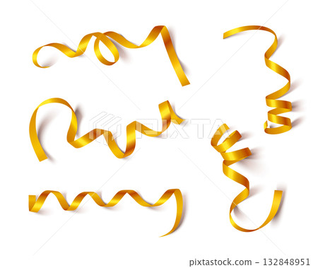 Golden satin ribbons with metallic shine Golden satin ribbons with metallic shine 132848951
