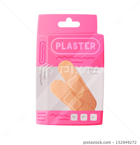 Medical Plaster or Adhesive Bandage Package for Injuries Vector Illustration Medical Plaster or Adhesive Bandage Package for Injuries Vector Illustration 132849272
