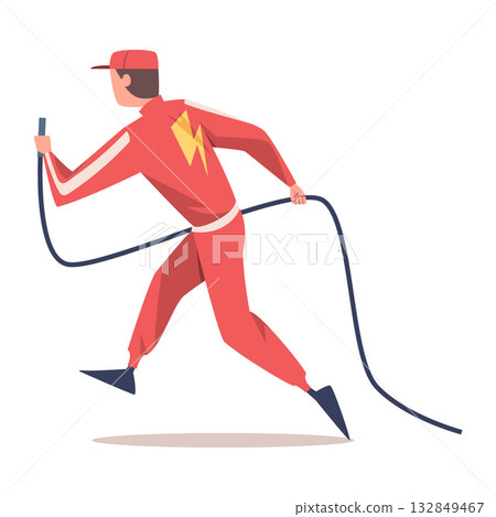 Pit Stop with Man Character Repair Motor Car Refueling Vector Illustration Pit Stop with Man Character Repair Motor Car Refueling Vector Illustration 132849467