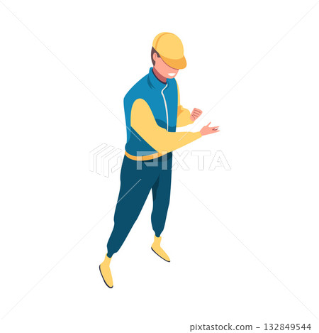 Pit Stop with Man Character Repair Motor Car Vector Illustration 132849544
