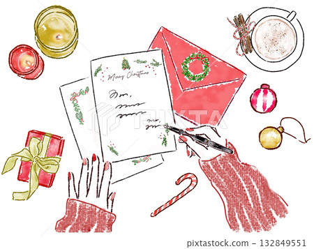 聖誕卡手寫蠟燭 132849551