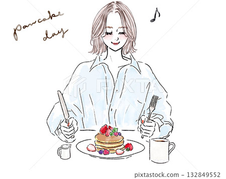 鮑伯的女人吃水果煎餅 132849552