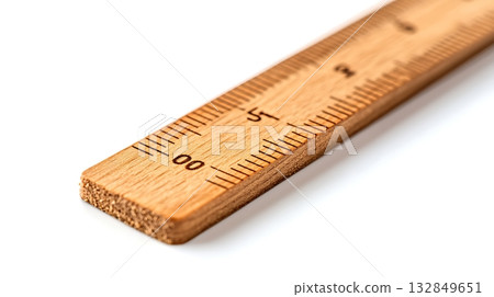 Wooden Ruler with Metric Scale, Closeup Photography Wooden Ruler with Metric Scale, Closeup Photography 132849651